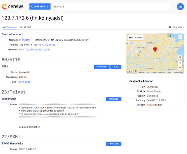 Censys IPv4 result