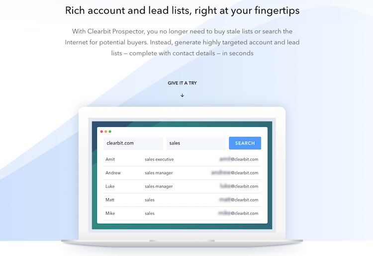 Clearbit Prospector