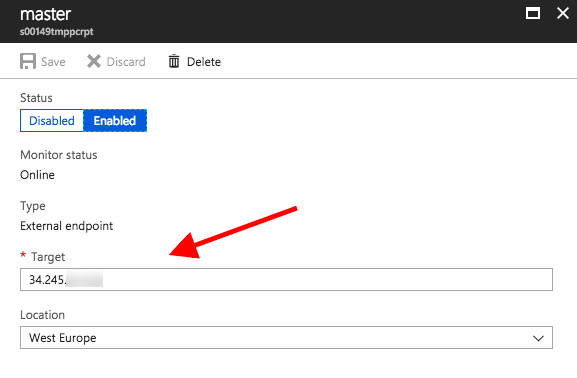 Traffic Manager endpoint creation