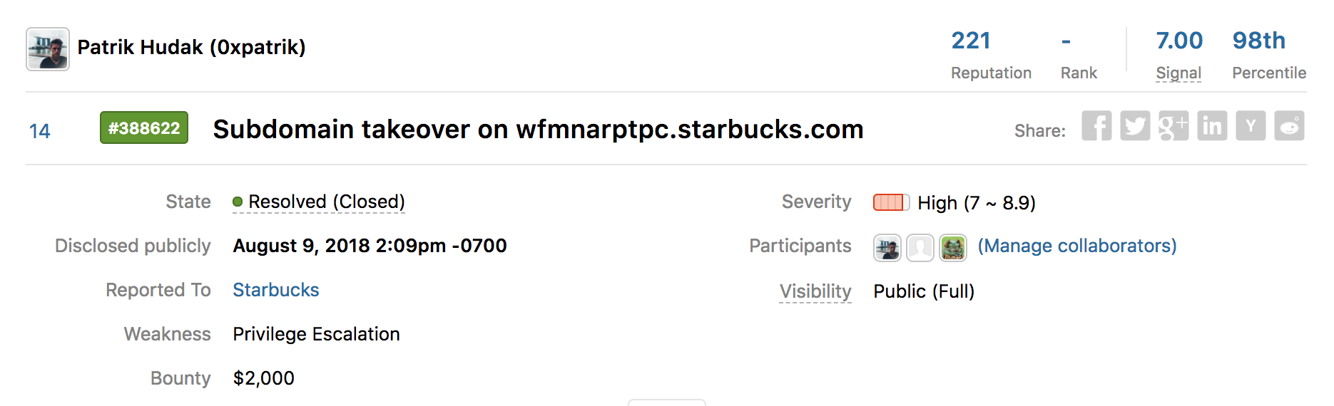 Subdomain Takeover: Yet another Starbucks case